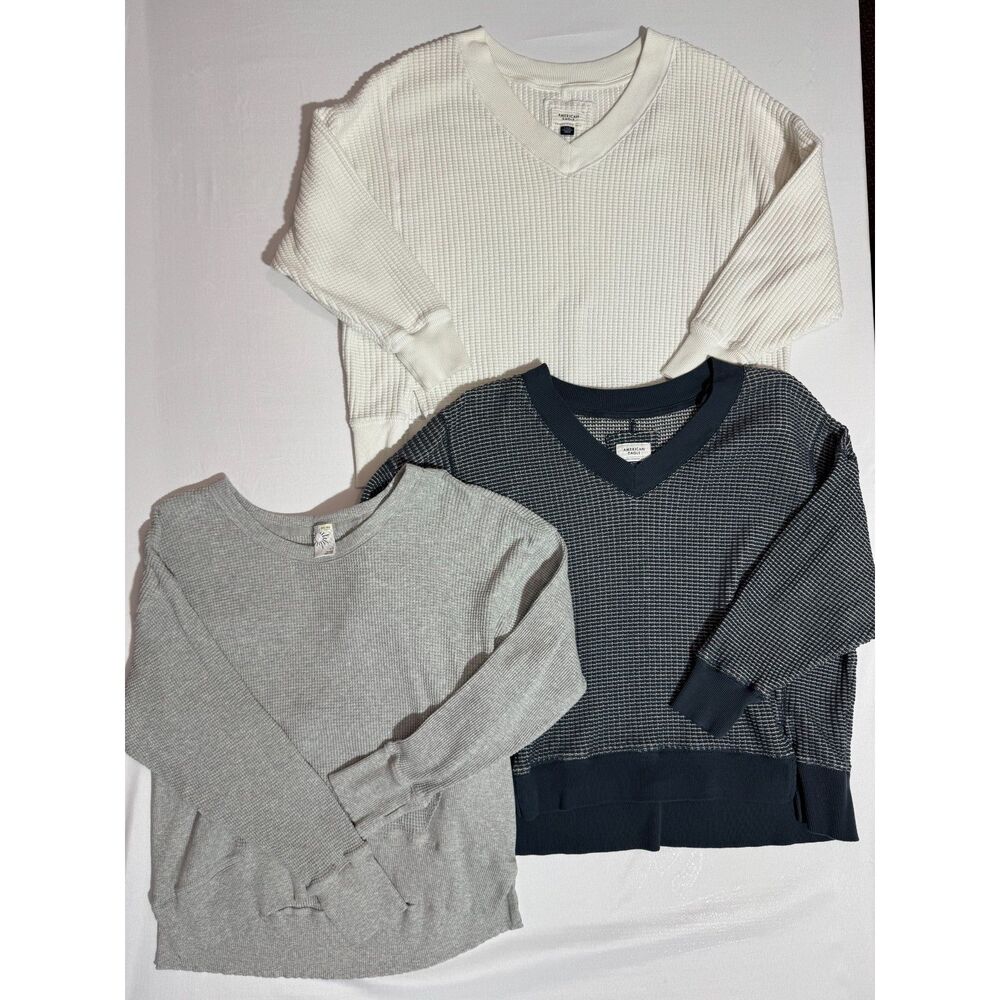 American Eagle + Aerie Waffle Knit Long-Sleeve Bundle | Size Small